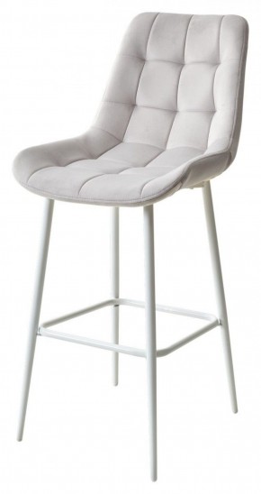 Барный стул ХОФМАН, цвет H-09 Светло-серый, велюр / белый каркас М-City в Нижневартовске - niznevartovsk.mebel-74.com | фото