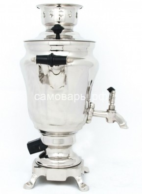 Электрический самовар из латуни никелированный на 1,5 литра форма "Тюльпан" с защитой от выкипания в Нижневартовске - niznevartovsk.mebel-74.com | фото