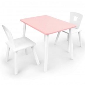 Комплект детской мебели стол и два стула Корона  (Розовый/Белый/Белый) в Нижневартовске - niznevartovsk.mebel-74.com | фото