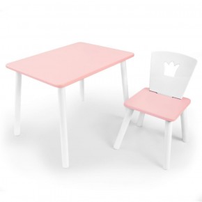 Комплект детской мебели стол и стул Корона (Розовый/Розовый/Белый) в Нижневартовске - niznevartovsk.mebel-74.com | фото