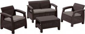 Комплект мебели Корфу сет (Corfu set) коричневый - серо-бежевый * в Нижневартовске - niznevartovsk.mebel-74.com | фото
