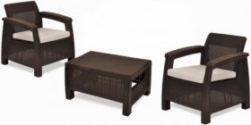 Комплект мебели Корфу Уикенд (Corfu Weekend) коричневый - серо-бежевый * в Нижневартовске - niznevartovsk.mebel-74.com | фото