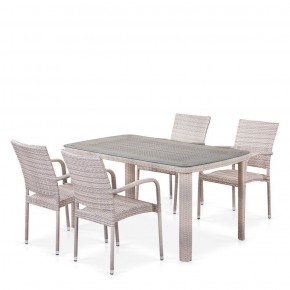 Комплект плетеной мебели T256C/Y376C-W85 Latte (4+1) + подушки на стульях в Нижневартовске - niznevartovsk.mebel-74.com | фото