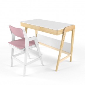 Комплект растущий стол и стул с чехлом 38 попугаев «Вуди» (Белый, Белый, Розовый) в Нижневартовске - niznevartovsk.mebel-74.com | фото