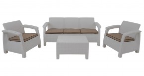 Комплект уличной мебели Yalta Premium Terrace Triple Set (Ялта) белый (+подушки под спину) в Нижневартовске - niznevartovsk.mebel-74.com | фото