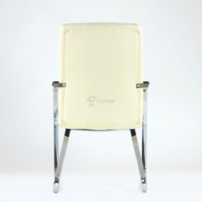 Кресло Barneo K-25 для посетителей и переговорных (хром, бежевая экокожа) в Нижневартовске - niznevartovsk.mebel-74.com | фото
