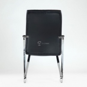 Кресло Barneo K-25 для посетителей и переговорных (хром, черная экокожа) в Нижневартовске - niznevartovsk.mebel-74.com | фото