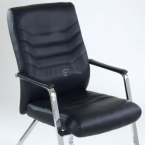Кресло Barneo K-25 для посетителей и переговорных (хром, черная экокожа) в Нижневартовске - niznevartovsk.mebel-74.com | фото