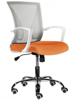 Кресло BRABIX "Wings MG-306", пластик белый, хром, сетка, серое/оранжевое, 532011 в Нижневартовске - niznevartovsk.mebel-74.com | фото