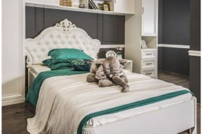 Кровать детская Мишель 1200 с мягким изголовьем из экокожи в Нижневартовске - niznevartovsk.mebel-74.com | фото