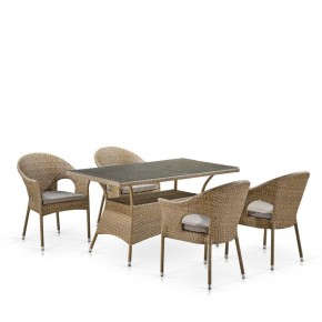 Обеденный комплект плетеной мебели T198B/Y79B-W56 Light Brown (4+1) в Нижневартовске - niznevartovsk.mebel-74.com | фото