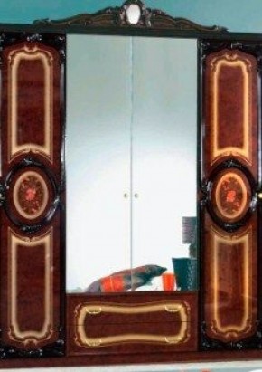 Шкаф 4-х дверный с зеркалами (01.144) Роза (могано) в Нижневартовске - niznevartovsk.mebel-74.com | фото