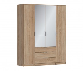 Шкаф 4х дверный с зеркалами Николь СБ-2595/1 (Дуб Сонома) в Нижневартовске - niznevartovsk.mebel-74.com | фото