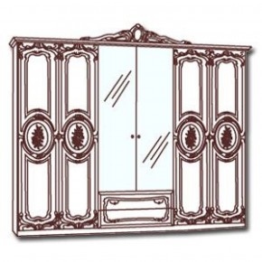 Шкаф 6-и дверный с зеркалами (01.146) Роза (беж) в Нижневартовске - niznevartovsk.mebel-74.com | фото