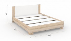Спальня Аврора Кровать 160 со встроенным основанием под матрас Дуб сонома/Белый в Нижневартовске - niznevartovsk.mebel-74.com | фото