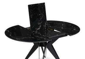 Стол стеклянный Рикла 110(150)х110х76 черный мрамор / черный в Нижневартовске - niznevartovsk.mebel-74.com | фото